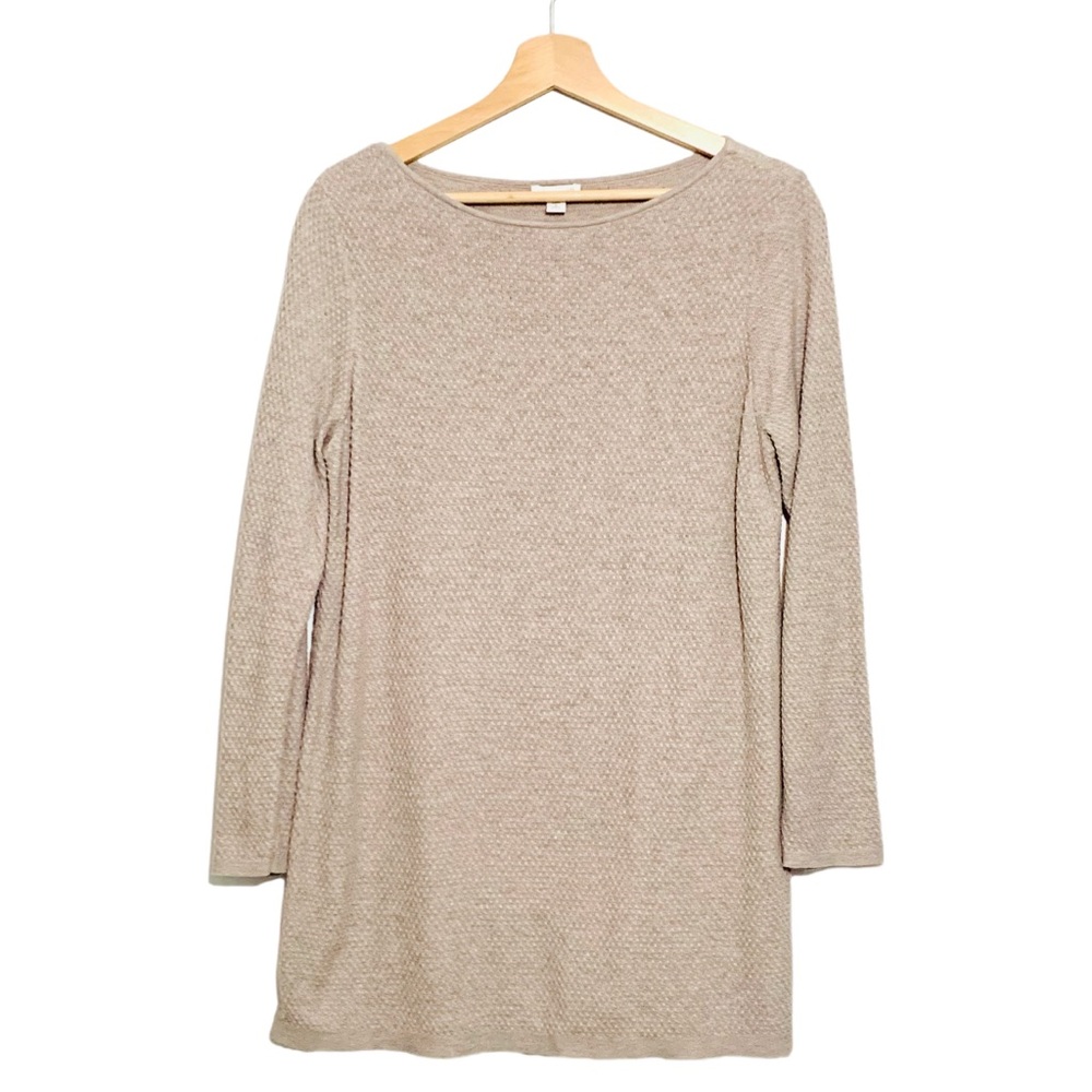 J Jill Sweater Petite Beige Textured Knit Sweater Stretch Pullover Medium Tunic